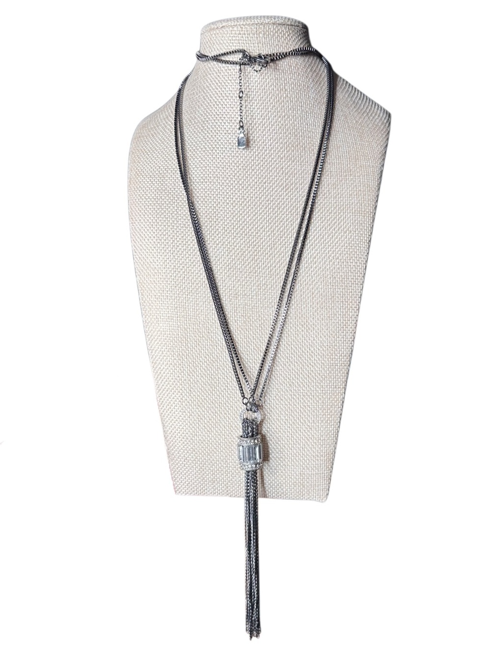 Jennifer Lopez Vintage Layered Gunmetal Tassel Necklace